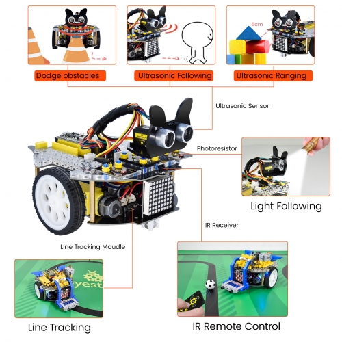 Kit Robô carro-casa STEAM (Android/IOS) Arduino Keyestudio – ABC Escolar