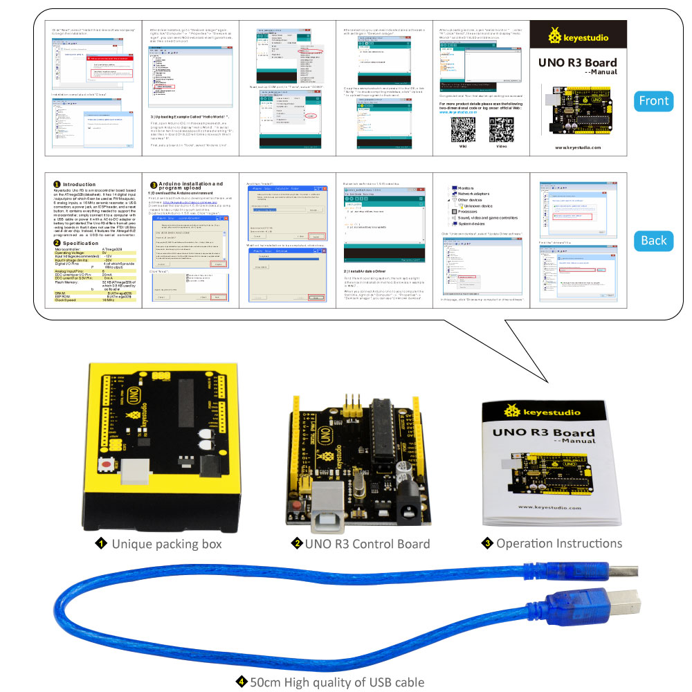  KEYESTUDIO Leonardo R3 Microcontroller Development Board with  USB Cable Kit for Arduino Project : Electronics