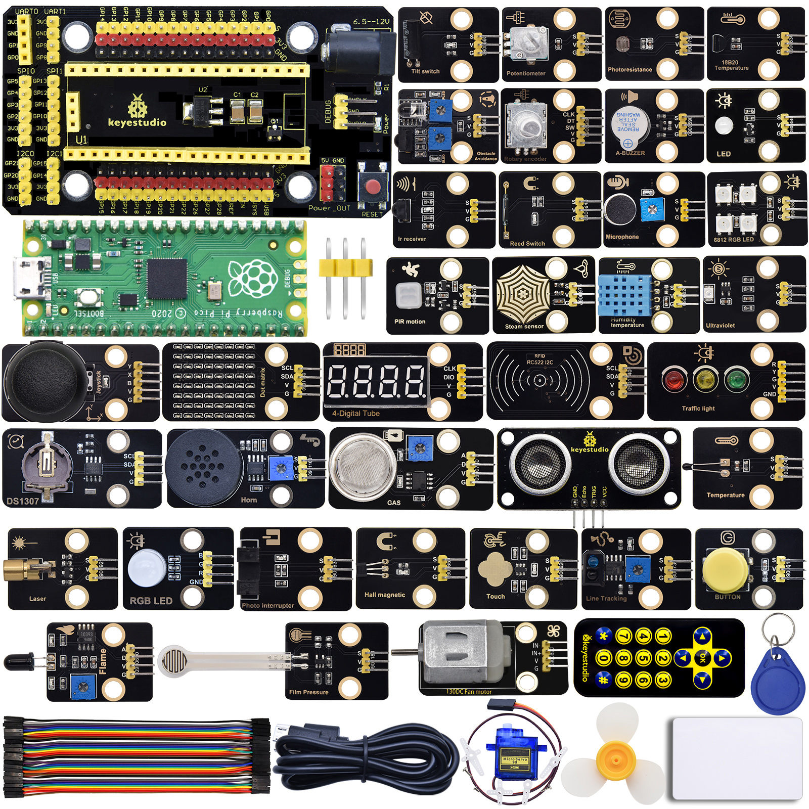Keyestudio Raspberry Pi Pico 24 37 42 in 1 Sensor Starter Kit DIY Kit  Electronics For Python Programming