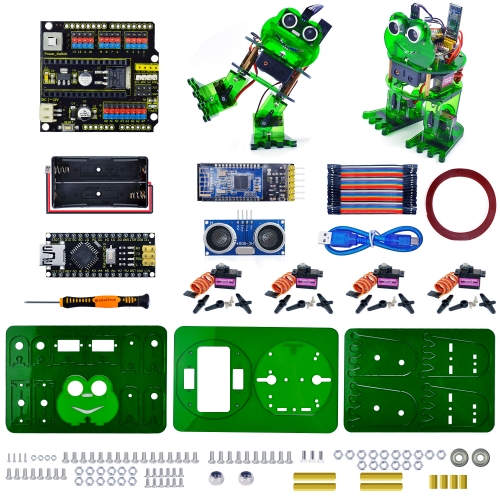 Keyestudio DIY 4-DOF Robot Kit  Frog Robot for Arduino Nano  Graphical Programming/Support IOS &amp;Android APP Control