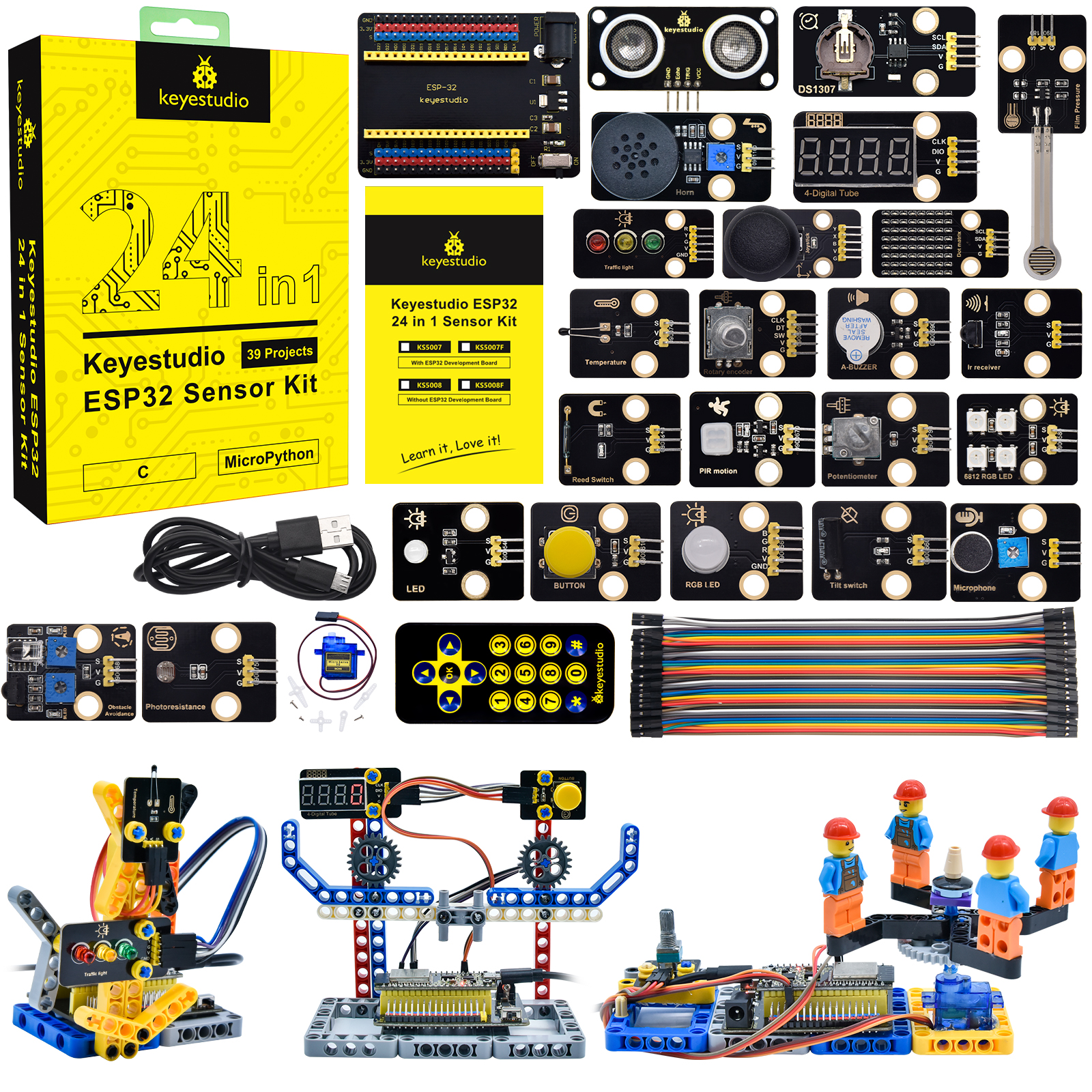 Keyestudio ESP32 Learning Kit Basic Edition ESP32 Starter Kit DIY  Electronic Kit For Arduino