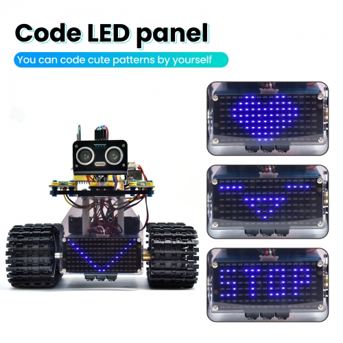 Keyestudio 4WD Multi BT Robot Car Kit Upgraded V2.0 W/LED Display for  Arduino Robot Stem EDU /Programming Robot Car/DIY Kit