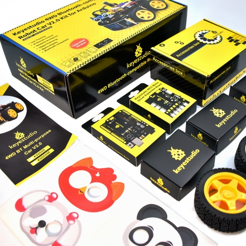 Keyestudio 4WD Multi BT Robot Car Kit V2.0 W/LED Display For Arduino Robot  Kit DIY Electronic Kit/Programming Car Kit Kids Toys