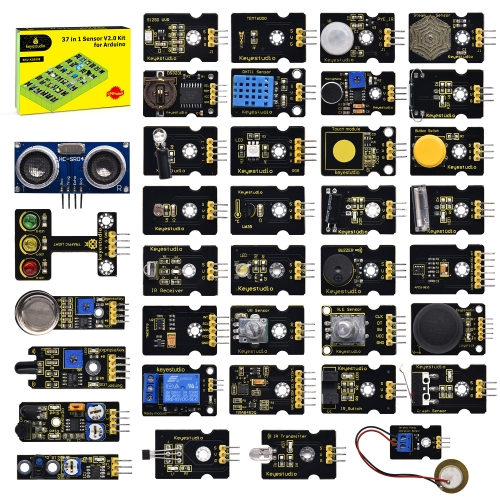Keyestudio Sensor Starter V2.0 Kit 37 in 1 Box Sensor Kit for Arduino Sensor Kit (No Board)