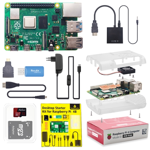 Raspberry Pi 4B Complete Starter Kits With EU Plug Power Supply With Raspberry Pi 4GB