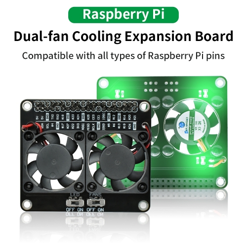 Raspberry Pi Dual-fan Cooling Expansion Board With LED Compatible With All Types Of Raspberry Pi Pins