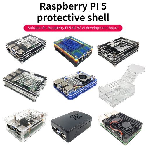 Keyestudio Raspberry Pi 5 Shell Acrylic Case Fan Cover Metal Protection Shell For Raspberry Pi 5B 4G 8G Development Board
