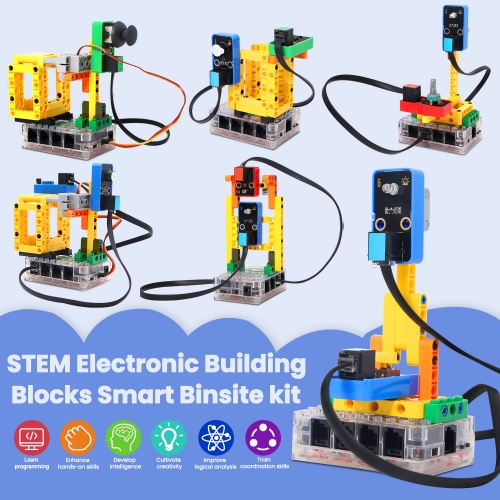 Kidsbits STEM Electronic Building Blocks SmartBinsite Kit For Arduino With UNO Board Support Kidsblock & Python Programming