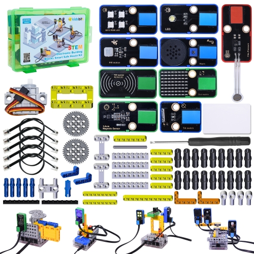 Kidsbits STEM Programming DIY Electronic Building Block Sensor Starter Kit Smart Safe House Kit With Lego For Kids With Pico Board