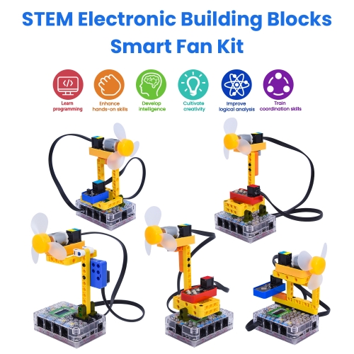 Kidsbits STEM Electronic Building Blocks Smart Fan DIY Sensor Lego Kit With Pico Board Support Kidsblock & Python Programming