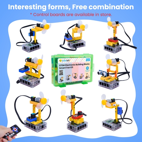 Kidsbits STEM Electronic Building Blocks Smart Fan Kit Python Programming DIY Lego Sensor Module Set For Arduino With Uno Board