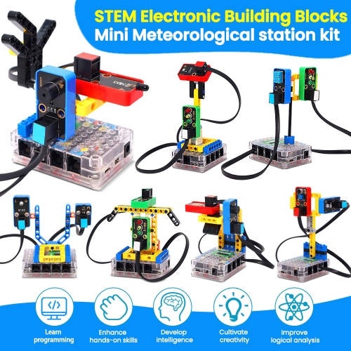 Kidsbits STEM Electronic Building Blocks Mini Meteorological Station DIY Starter Kit Compatible With Lego For Arduino With ESP32 Board