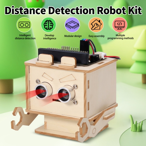 Keyestudio Microbit V2.0 DIY Distance Detection Robot Kit STEM Programming Electronic Starter Kit