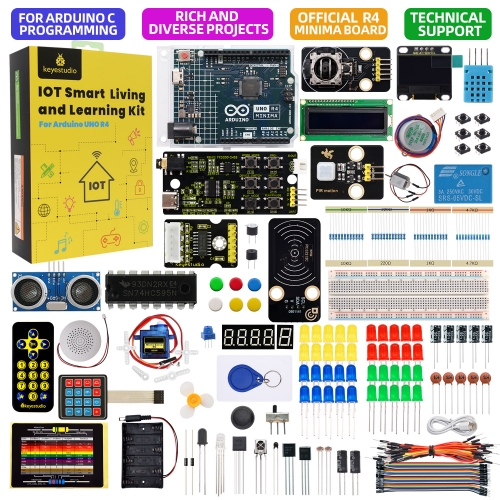 Keyestudio Programming Starter IOT Smart Living And Learning Kit with Original Arduino Uno R4 Minima Board For Arduino Starter Kit