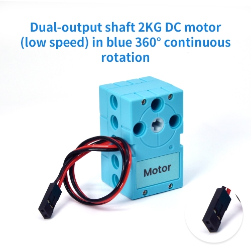 Dual Output Shaft 2KG DC Servo Motor(low speed) In Blue 360° Continuous Rotation Compatible with Lego