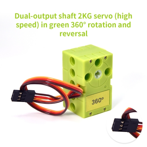 Dual Output Shaft 2KG Servo (highspeed) In green 360° Rotation and Reversal Compatible with Lego