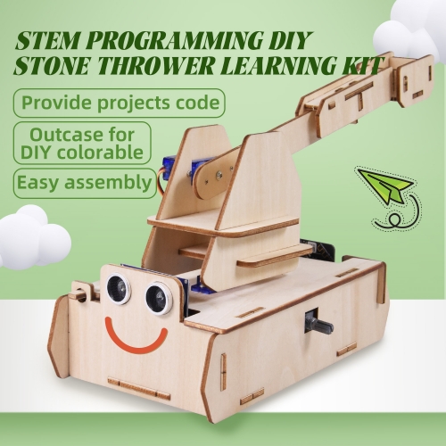 Keyestudio STEM Programming DIY Stone Thrower Learning Starter Kit  Wooden Smart Educational Toys With Microbit board