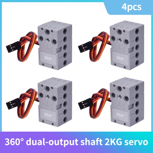 4pcs Programmable 2KG 360 Degree Servo Motor Compatible With LEGO Building Blocks Projects Suitable Dual Output Shaft DIY Parts