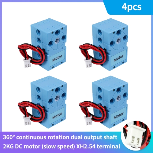 4pcs 360° Continuous Rotation Dual Output Shaft 2KG Programmable DC Motor (Slow Speed) Compatible With Building Blocks