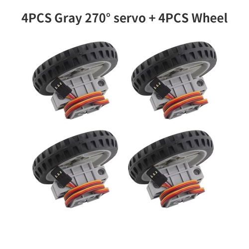 4pcs Programmable Gray 270° servo With Servo Wheel Compatible with Building Blocks & Microbit