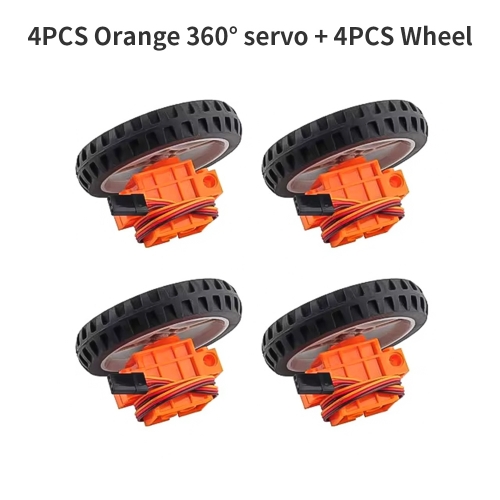 4pcs 360 Degree Orange Steering Gear With Wheel for Microbit Smart Car Compatible with Lego