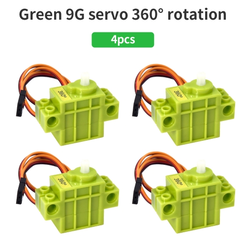 4pcs Programmable 360 Degree Continuous Rotation Servo Electric Building Blocks Green Servo Motor For Arduino