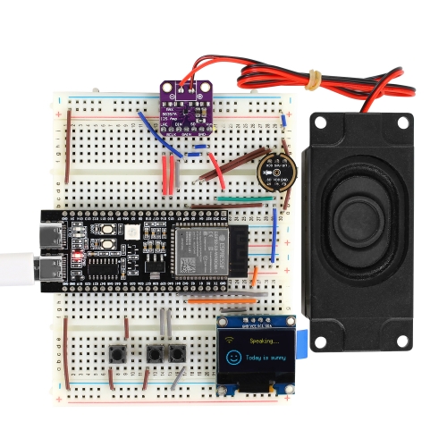 Keyestudio Xiao Zhi AI Chatbot Breadboard DIY Electronic Kit with 128x64 OLED Screen Al Voice Assistant Starter Kit