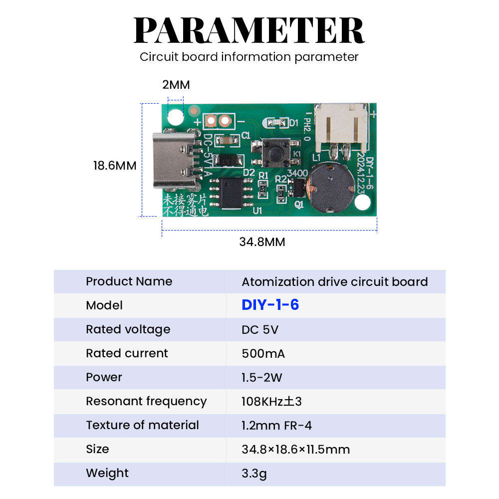 Atomization drive circuit board Power on Spray DIY Humidifier ...