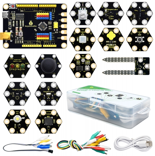 Keyestudio Honeycomb DIY STEM Project Kit for Arduino with Alligator Clip Cable
