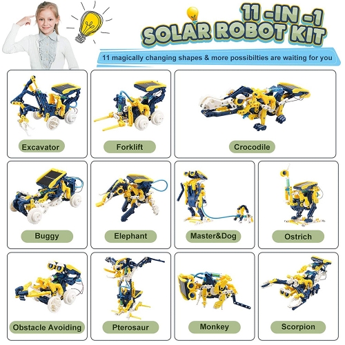 11-in-1 DIY Solar Robot Kit – Self-assembly Puzzle Toy for Kids Science Experimen