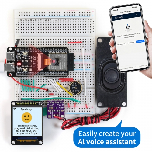 Keyestudio ESP32 S3 Xiaozhi AI Chatbot Kit with Camera & Breadboard Supports Multiple AI Models