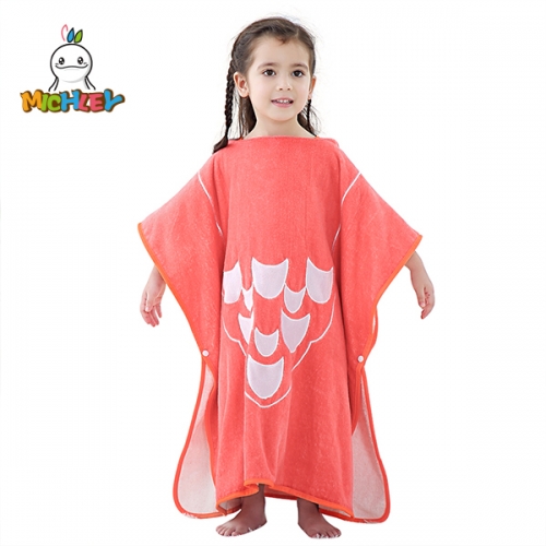 MICHLEY Children's Hooded Bath Towel, Super Soft Beach Towel Quality Children's Poncho,Cute Flamingo Cartoon Print, Suitable for Girls（1-6 Years）