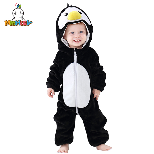 ANUFER Unisex Baby's Hooded Romper Flannel Cute Animal Jumpsuit Pyjamas 0-36 Months 