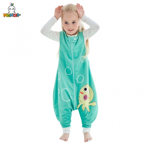 MICHLEY Green Jellyfish Sleeveless Sleeping Bag for Children, Spring and Autumn Special, Cool and Kick-Proof Sleeping Bag