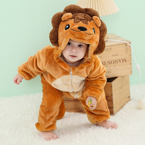 Michley Winter Hot Sale Thicken Baby Costume Cartoon Brown Lion Onesie Flannel Material Kids Rompers