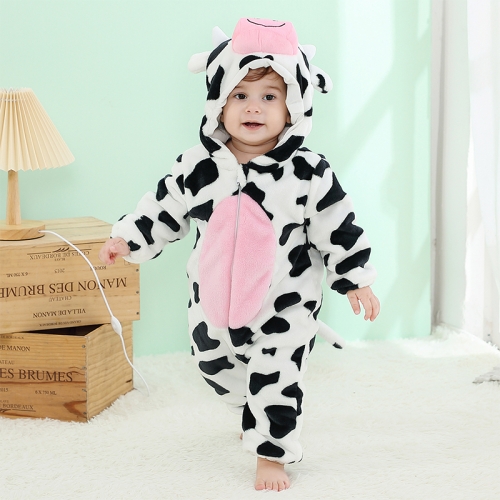 Michley Winter Thicken Baby Clothes Cartoon Cow Flannel Baby Costume With Zipper Unisex Baby Animal Romper