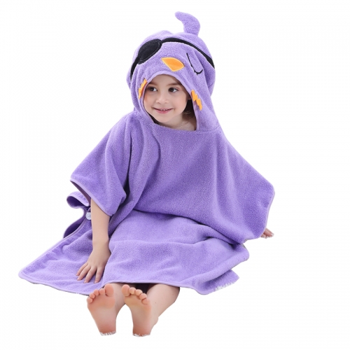 MICHLEY 100% Cotton Cartoon Print Kids Poncho Beach Towel Hooded Baby Bath Towel WEF-PU