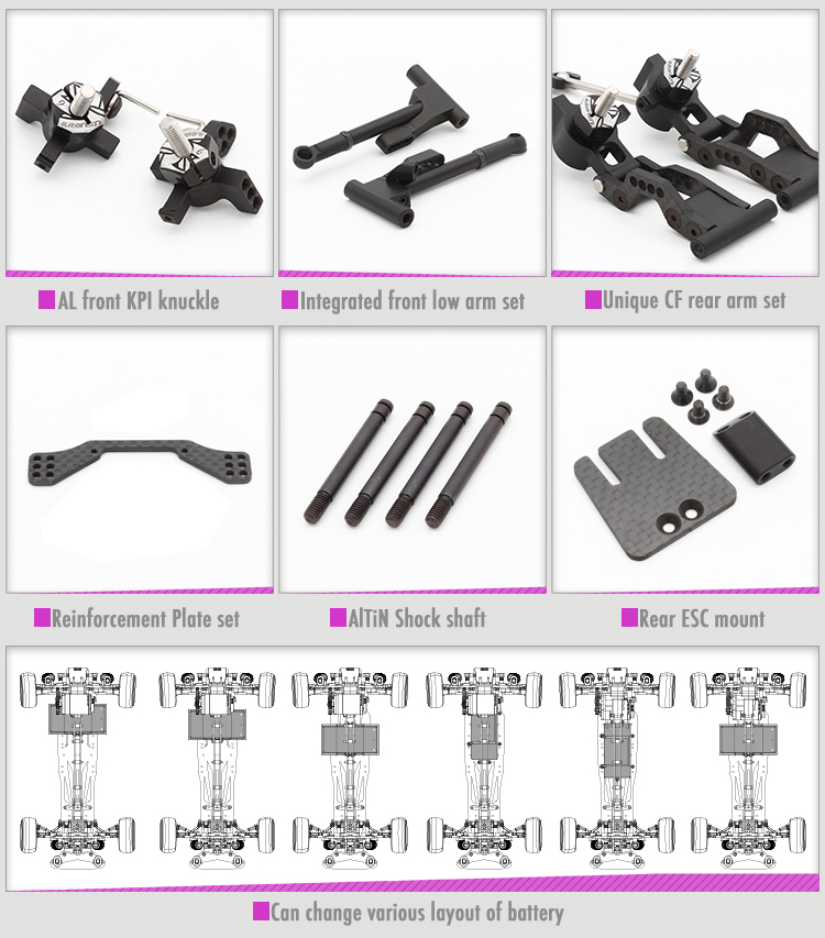 Usukani PDS-MIX 1/10 RWD DRIFT CAR CHASSIS KIT