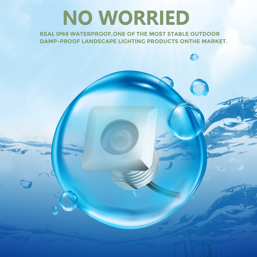 GARDENCOIN 3W LED In-Ground Well Lights Square,DC12V-24V Waterproof IP68,Aluminum&Stainless Steel,Buried Underground Outdoor Landscape Lightings,Warm White 3000K&Cool White 5000K