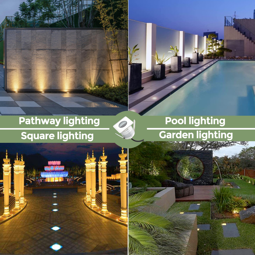 GARDENCOIN LED In-Ground Well Lights Square,3W, DC12V-24V Waterproof IP68,Aluminum&Stainless Steel,Buried Underground Outdoor Landscape Lightings,Warm White 3000K&Cool White 5000KI