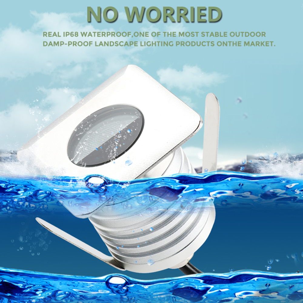 GARDENCOIN LED In-Ground Well Lights Square,3W, DC12V-24V Waterproof IP68,Aluminum&Stainless Steel,Buried Underground Outdoor Landscape Lightings,Warm White 3000K&Cool White 5000KI