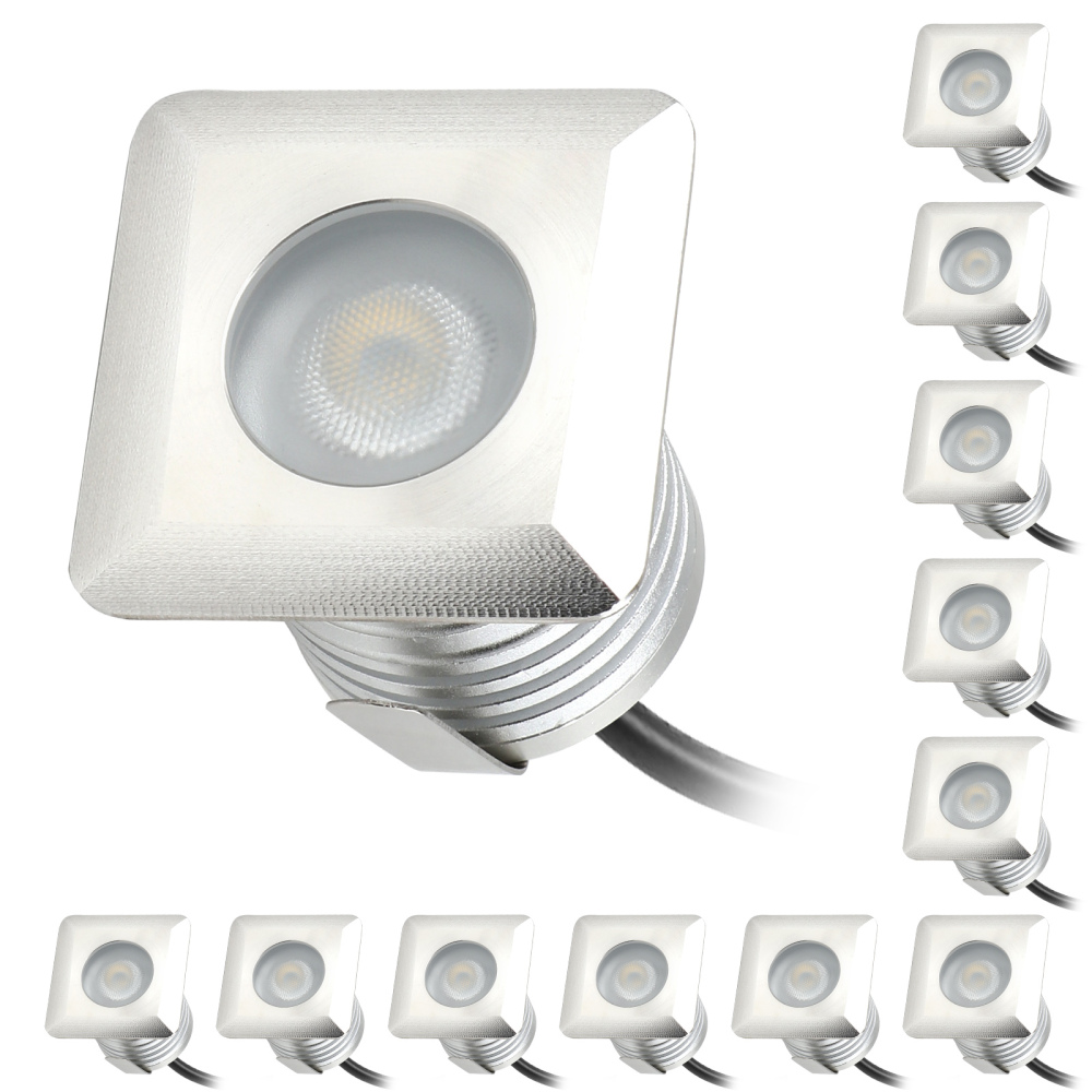 Gardencoin-Target Frosted 3W Led Recessed Deck Lights Square,12v  Aluminum&Stainless Steel  Outdoor Landscape Lighting With Real Ip68 Waterproof Pool Lights For Above Ground Pools. Garden/ Yard Decoration For Stair,Step,Pathway,