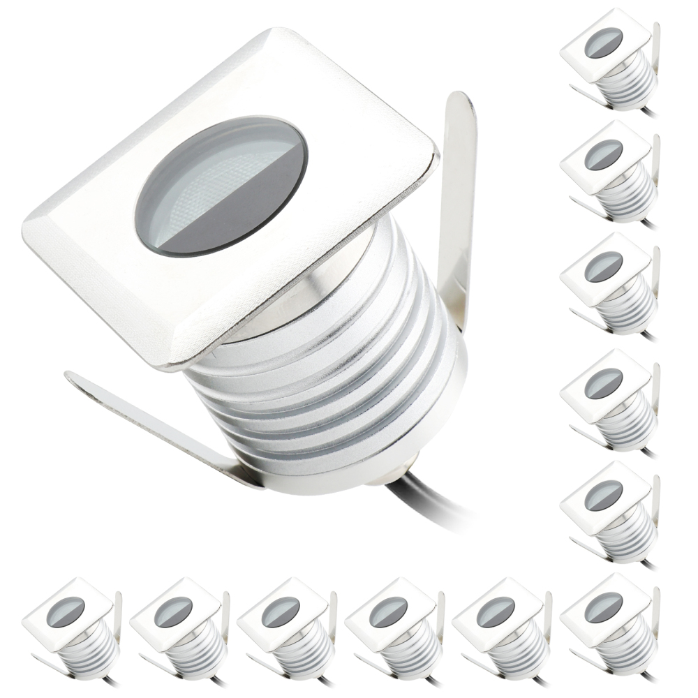 Gardencoin-Target  Half-moon 3W LED Recessed Deck Lights Square,12V  Aluminum&Stainless Steel  Outdoor Landscape Lighting With Real IP68 Waterproof Pool Lights for Above Ground Pools. Garden/ Yard Decoration for Stair,Step,Pathway,