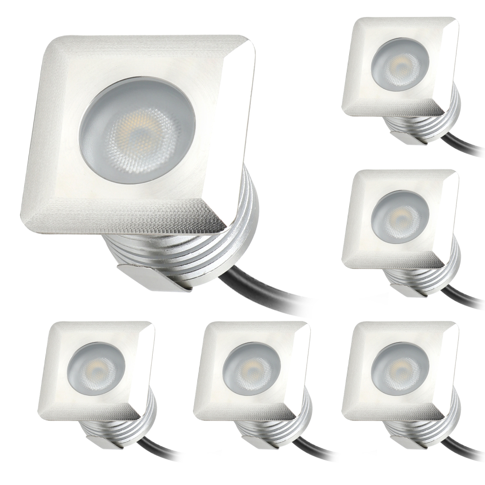 Gardencoin-Target Frosted 3W Led Recessed Deck Lights Square,12v  Aluminum&Stainless Steel  Outdoor Landscape Lighting With Real Ip68 Waterproof Pool Lights For Above Ground Pools. Garden/ Yard Decoration For Stair,Step,Pathway,