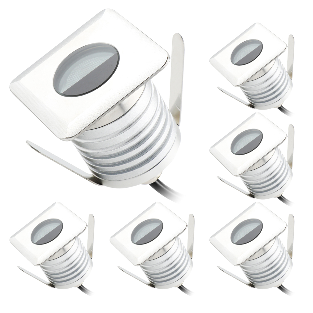 Gardencoin-Target  Half-moon 3W LED Recessed Deck Lights Square,12V  Aluminum&Stainless Steel  Outdoor Landscape Lighting With Real IP68 Waterproof Pool Lights for Above Ground Pools. Garden/ Yard Decoration for Stair,Step,Pathway,