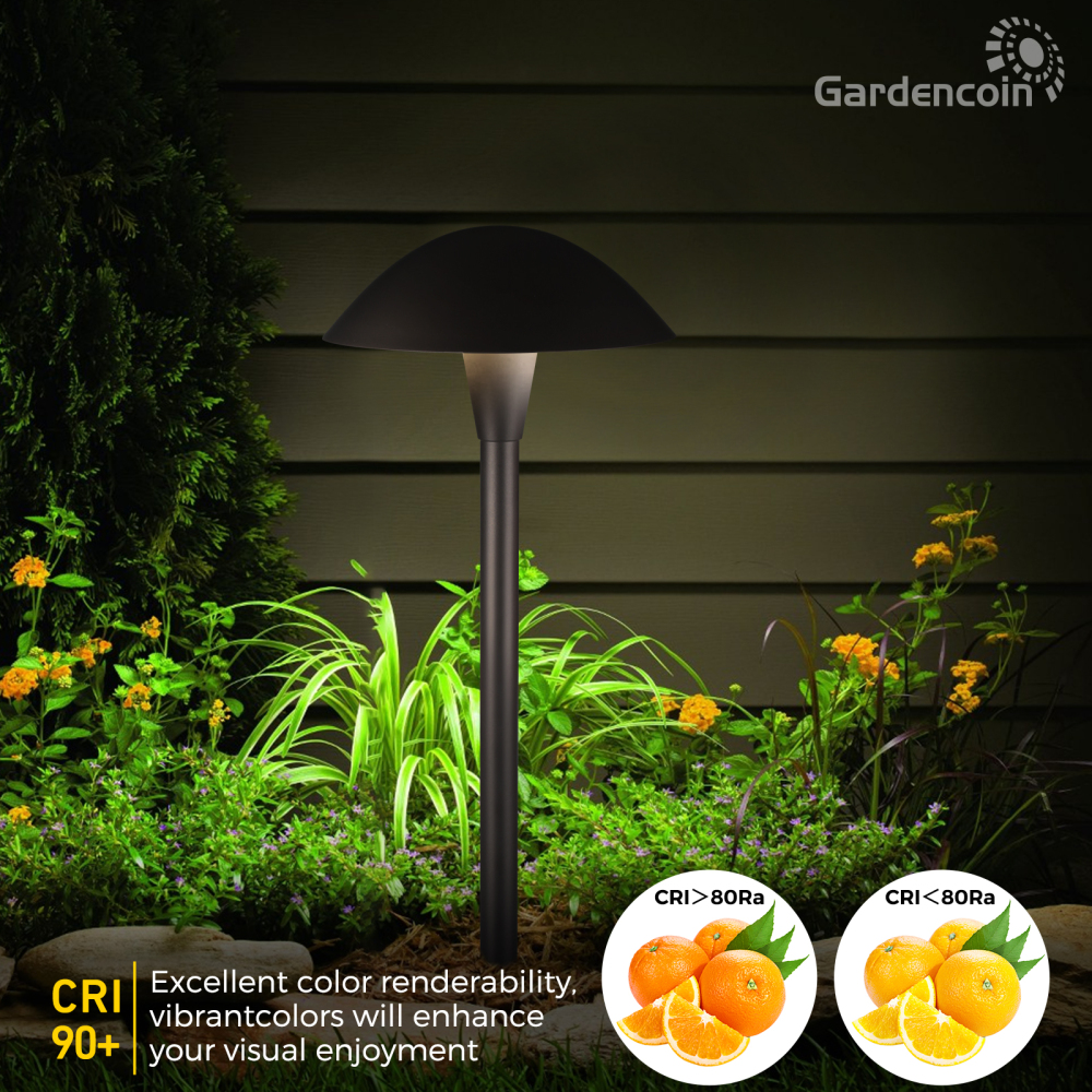 Gardencoin®Umbrella 3CCT LED Low Voltage Landscape Pathway Light, 3000K/4000K/5000K Selectable, Wired Outdoor Led Walkway Light,Oil Rubbed Bronze Die-Cast Aluminum Housing