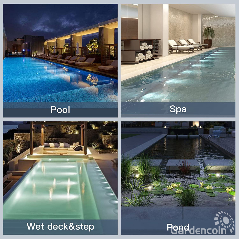 Gardencoin®Jellyfish Micro Led Pool Lights, 12V Low Voltage Underwater Lights, 3 Watts 280 Lumens, Solid Metal Swimming Pool Lights for Inground Pool, Pond, Step, Fountain and Spa