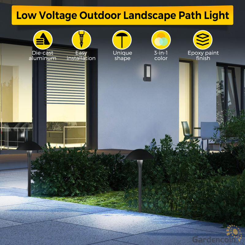 EDISHINE Low Voltage Landscape Lights, 3W 230LM 3000K Waterproof LED Pathway Lights, Outdoor Landscape Lighting Umbrella-Shaped, Walkway, 4 Pack HGSL07A