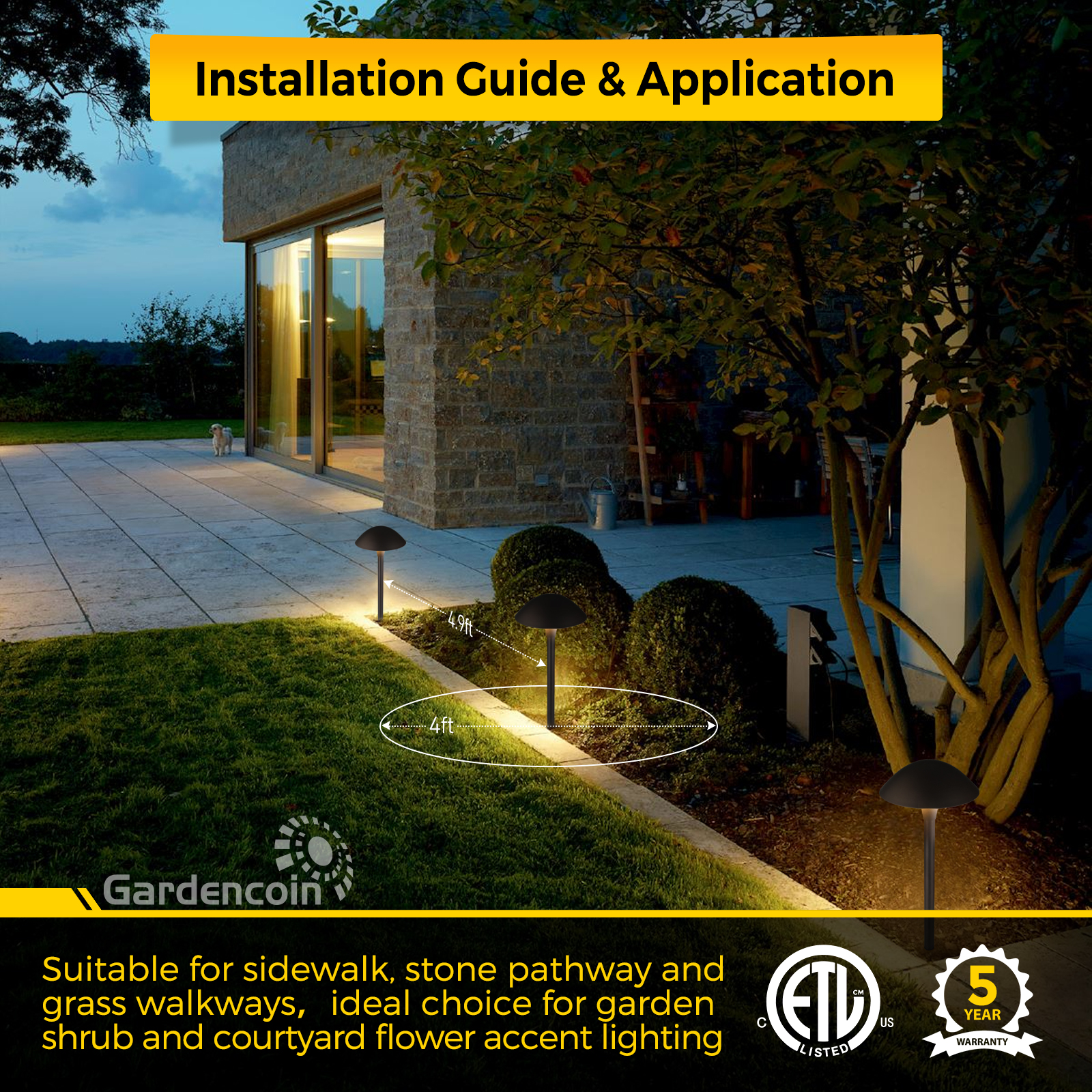 Gardencoin®Umbrella 3CCT LED Low Voltage Landscape Pathway Light 