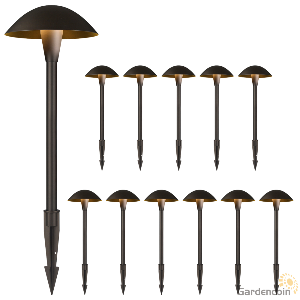 Gardencoin®Umbrella 3CCT LED Low Voltage Landscape Pathway Light, 3000K/4000K/5000K Selectable, Wired Outdoor Led Walkway Light,Oil Rubbed Bronze Die-Cast Aluminum Housing